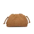 Brown suede woven clutch bag for women vintage stylish leather pouch handbag daily use - Brown