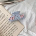 Rhinestone bow acetate hair claw detail, sweet hair clip accessory for elegant styling. - Double Rhinestone Bowknot Blue Clip Style