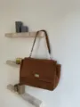 Brown suede shoulder bag, large capacity flap tote bag with metal lock for women commuter. - Gold Brown