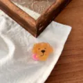 Lindo pasador de pelo de perrito de resina con flor rosa, accesorio diario bonito. - Estilo Perro Ojos Cerrados Flor Rosa