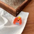 Detalle de pinza de pelo de perro de acrílico lindo, accesorio de pelo de estilo dulce - Estilo Perro Naranja Flor Amarilla