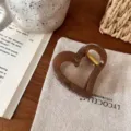 Braune Herz Haarklammer süße ästhetische Haarspange für dickes Haar tägliches Styling - Herz Schmetterlingsschnalle / Transparentes Braun