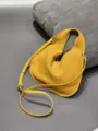 Fashion yellow suede leather triangle crossbody bag autumn winter dumpling shoulder handbag - 27*2*30cm / Yellow
