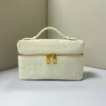 Borsa cosmetica intrecciata bianca con manico superiore elegante borsa in pelle donna - Bianco avorio