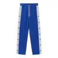Pantalon de survêtement homme à boutons pression, jogging droit bleu avec bandes grises. - S / Bleu saphir