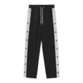 Pantalon de survêtement décontracté pour homme avec boutons latéraux coupe droite - S / Noir