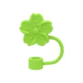 Grüne Silikon Blumen Strohhalm Abdeckung für 10mm Becher süße staubdichte Kappe Aufsatz. - Pfirsich- & Grasgrün