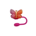 Bunte Schmetterling Strohhalm Abdeckung, 10mm Silikon Strohhalm Topper fuer Becher - Rosarote Schmetterlinge