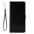 Zwarte lederen fliptelefoonhoes compatibel met Huawei Pura70 serie met lanyard en sleuf. - Zwart / Huawei Pura 70