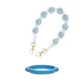 Stanley Becher Zubehör Set mit blau-weißer geflochtener Blumenkordel und Silikonring. - Blau