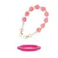 Handgefertigter Häkelblumenriemen mit Silikonring für Be Zubehör, süß und langlebig. - Fuchsia