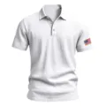 Men's breathable linen short sleeve polo shirt featuring classic US flag embroidery. - S / Top (BKCS-28) / White