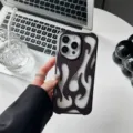 Matte hollow flame phone case compatible with iPhone, stylish dark protective back cover. - iPhone16 / Hollow Flame Pattern Matte Purple