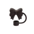 Copertura per cannuccia in silicone marrone scuro con fiocco, adatta a tazze da 10 mm. - Marrone
