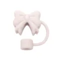 Copertura per cannnuccia in silicone rosa con grazioso fiocco, topper 10mm per tazze. - Rosa Cristallo
