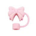 Copertura per cannuccia in silicone rosa con fiocco per bicchieri da 10mm, grazioso topper. - Rosa Sabbia