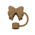 Copertura per cannuccia in silicone marrone con fiocco per tazze da 10mm flessibile. - Marrone scuro