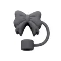 Copertura per cannuccia in silicone grigio scuro a fiocco, topper 10mm per tazze bicchieri - Grigio scuro
