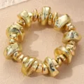 Vintage unregelmässige goldene metallische Perlen Armband geometrisches Design Schmuck Damen - Personalisiertes Retro Goldarmband (BZ2353HB-C)