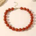 Collana statement con perline rotonde rosse stile bohemien gioielli alla moda per donne - Marrone