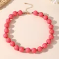 Collana con perline in acrilico rosa dettaglio, accessorio moda stile bohemien. - Rosa