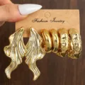 Goldene Statement Ohrringe Set klobige abstrakte Reifen Modeschmuck Set für Damen Party - Blume C-Form (Modell C)