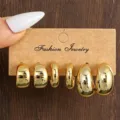 Set von goldenen klobigen Creolen für Damen, dicke C-förmige Statement Metall Ohrringe Schmuck - Dicke Geometrische (Modell A)