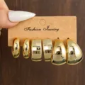 Klobige goldene Creolen Ohrringe Set für Damen Mode Schmuck Statement geometrische Ohrstecker - Dicke Geometrische (Modell B)