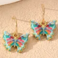 Bunte emaillierte Schmetterling Creolen fuer Damen modischer Schmuck Accessoire neu - Grüner Schmetterling