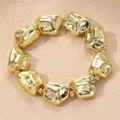 Goldenes unregelmäßiges metallisches geometrisches Perlenarmband, elegantes Retro-Schmuckstück. - Goldene Unregelmäßige Metallische Blöcke (BZ2356jinseHB)