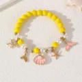Sommer Ozean Stil bunten Perlen Armband mit süßen Muschel Seestern Anhängern Damen. - Gelbes Armband