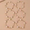 Set de pulseras circulares de metal dorado con perlas, joyería de muñeca minimalista. - Estilo 5