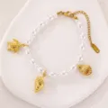 Goldene Ozean Schildkröte Muschel Perlen Armband Strand Urlaub Böhmischer Schmuck - Einzeln Schnecke Perle / Gold