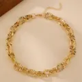 Gold metal chain necklace chunky O-chain hip-hop style women choker fashion accessory - Radial Texture O-Chain (NZ3579) / Gold