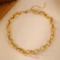 Gold chunky chain necklace, exaggerated statement O-chain choker for women variant. - Exaggerated Chunky O-Chain (NZ3583) / Gold