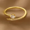 Goldener offener Zirkon Ring verstellbarer modischer Fingerring für Frauen Schmuck - Quadratischer Edelstein-Stil (RZ0908fangzuan)