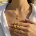 Goldener Seestern Halskette und Ohrringe Set, eleganter Strandschmuck für Damen Alltag. - Seestern-Stil (SZS0022taozhuang) / Gold