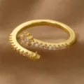 Exquisiter vergoldeter offener Ring mit glänzenden Zirkonia-Sternen für Damenmode Accessoire. - Blumen-Stil (RZ0908huaduo)