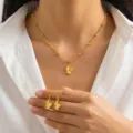 Goldenes Schmetterling Anhänger Halskette und Ohrringe Schmuckset für stilvolle Frauen. - Schmetterling-Stil (SZS0026taozhuang) / Gold