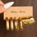 Minimalistische goldene Creolen Ohrringe Set Vintage klobige geometrische Ohrstecker Schmuck - Gold Wassertropfen Twist Set C