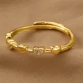 Vergoldeter verstellbarer Offener Ring mit Herzen Zirkonia Schmuck für Damen Mode - Kleines Herz Design (RZ0911xiaoaixin) / Gold