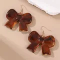 Vintage Schildpatt Schleife Ohrringe Elegante Harz Schleifchen Ohrhänger für Damen Schmuck - Nur Ohrringe (Ohne Halskette)