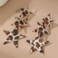 Modische Leopard-Print Multi-Stern Kaskaden Metall Ohrringe für Damen Schmuck - Mehrlagiger Sternen-Hänge-Stil (EZ4170)