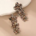 Lange Leopardenmuster Blumen Ohrringe für Damen, stilvolle metallische Hänger Schmuck Geschenke. - Langer Mehrblumen-Hänge-Stil (EZ5330)