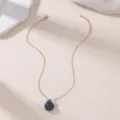 Damen Mode Frucht Anhänger Halskette mit süßem Blatt Charm elegante Schlüsselbein Kette - Blauer Blaubeere Stil
