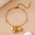 Böhmischer Ozean Stil Gold Fußkettchen Armband mit Schildkröte Muschel Perle Strand Schmuck - Einzeln Muschel / Gold
