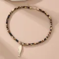 Leopard print Samt Seil Choker Halskette mit Gold Fisch Anhänger modischer Damen Schmuck - Kleiner Fisch-Anhänger-Stil