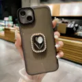 Pearl tulip phone case with bracket for iPhone 15 Pro Max 13 14 11 protective cover - Black / iPhone 15Promax