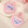 Orecchini a cuore di perline rosa, graziosi orecchini pendenti con paillettes per donna elegante. - Stile Cuore Fiore Paillettes Rosa (EZ5489fense) / Stile Floreale Paillettes Rosa