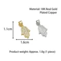 Hamsa Hand Anhänger in Gold und Silber, 18K vergoldet mit Mikro-Zirkonia-Steinen - Anhänger A / 1.6x1.1cm / Gold